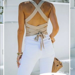 VICI Señora cotton blend tie back crop top